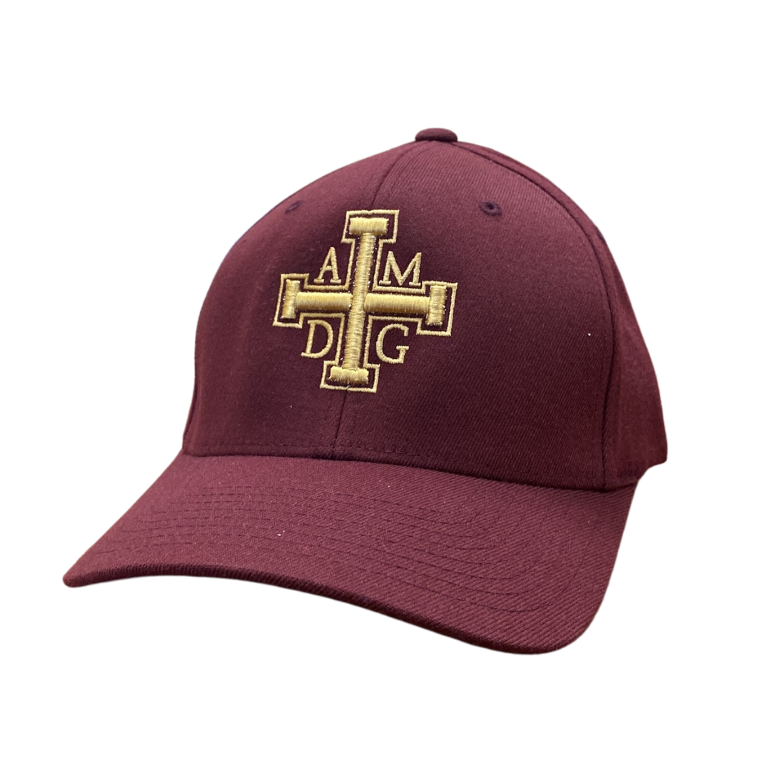AMDG Cross Maroon Ball Cap