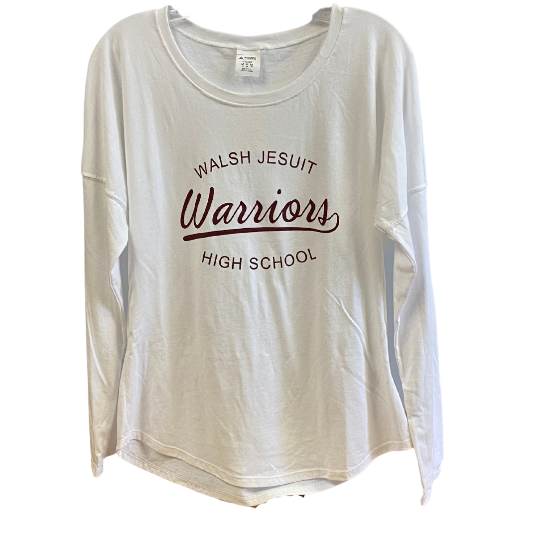 Warriors Script Augusta Ladies Lux TriBlend Long Sleeve Tee