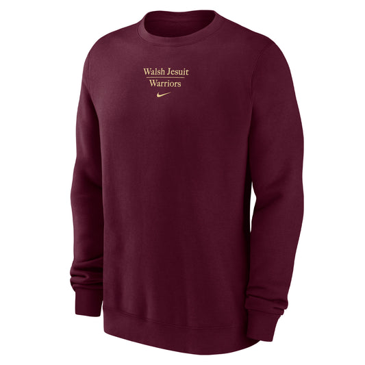 Walsh Jesuit Nike Maroon Club Fleece Crew