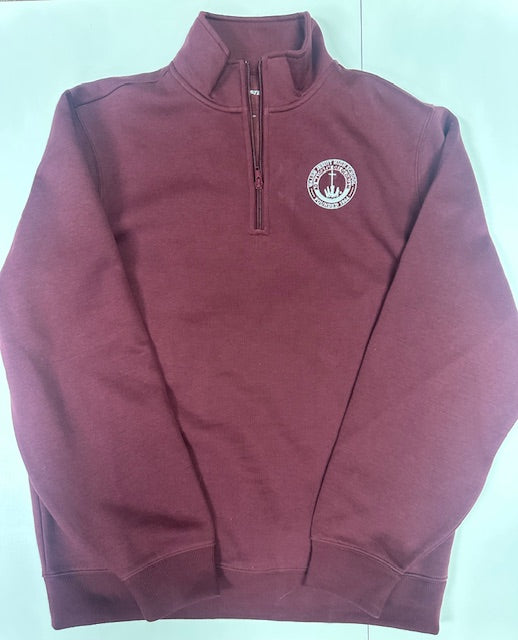 Walsh Jesuit Cross and Crown Seal Maroon 1/4 Zip