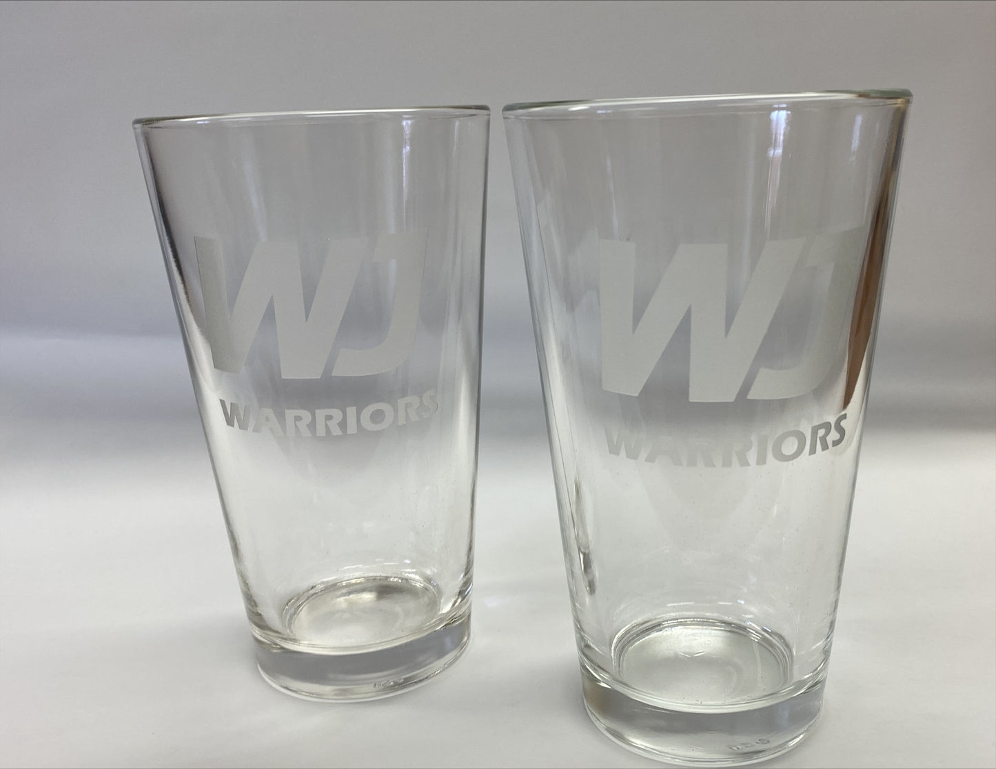 WJ Warriors Set of 2 Deep Etched Pub Glasses